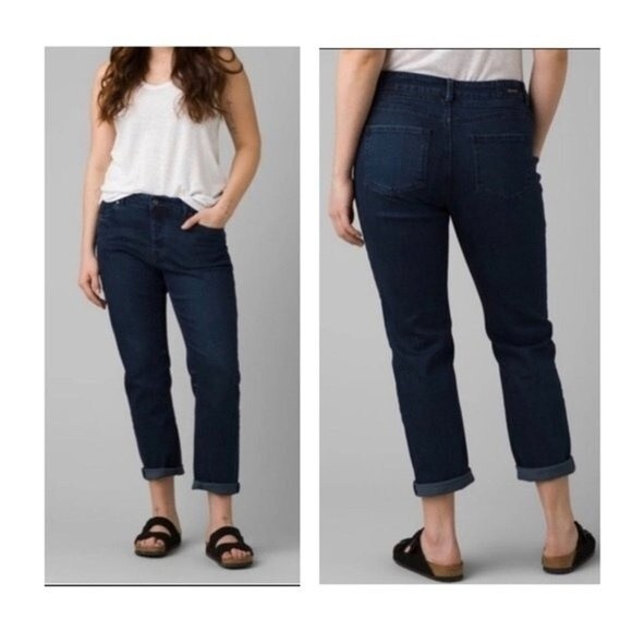 Prana‎ Buxton Jeans Boyfriend Button Fly Deep Blue Size 4 NWT - Picture 1 of 9